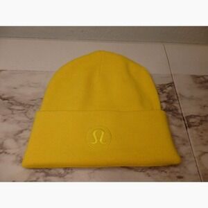 Lululemon Warm Revelation Beanie Logo Winter Hat Size L/XL Yellow